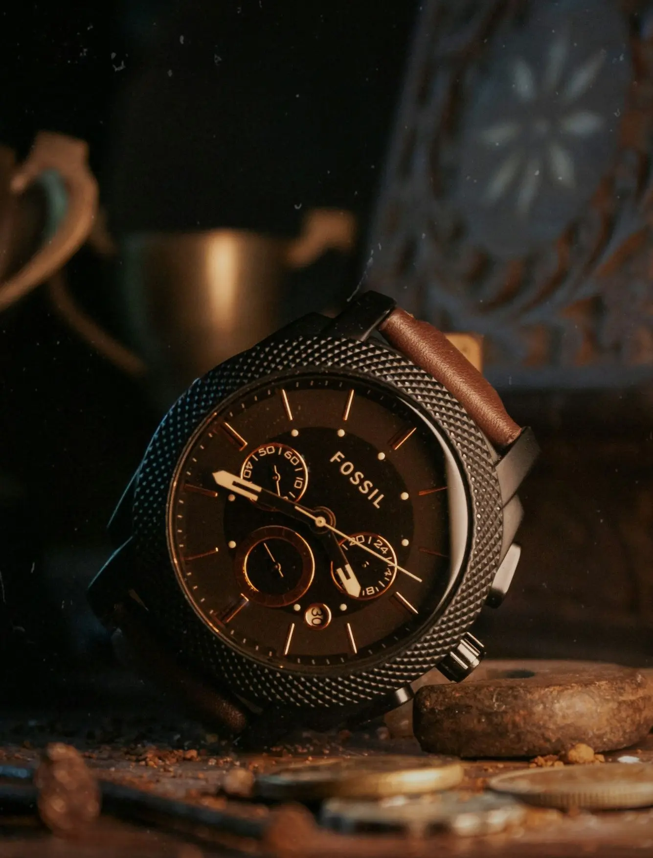 black and silver chronograph watch